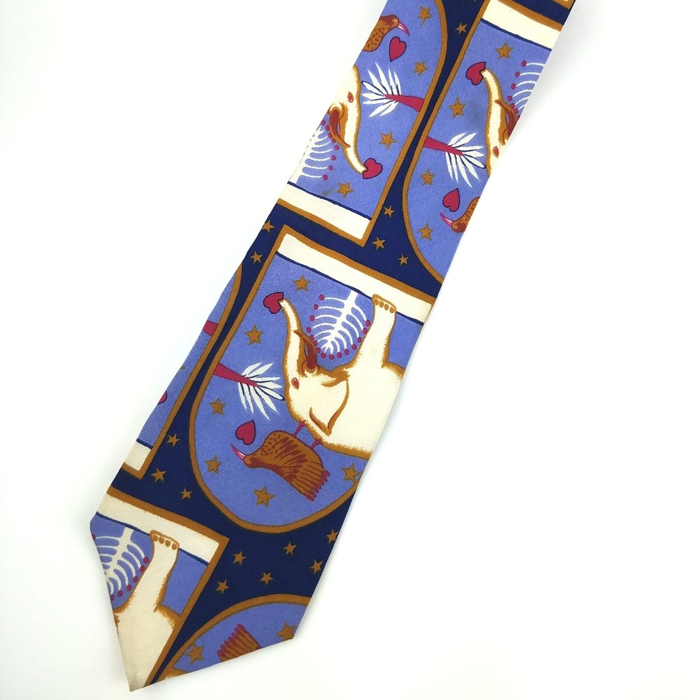 Kenneth Cole 100% Silk Elephant & Guinea Fowl Tie